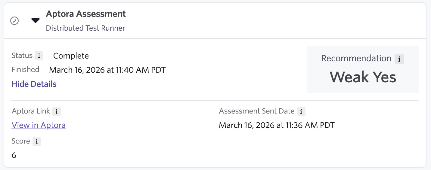 Completed assessment results in Ashby